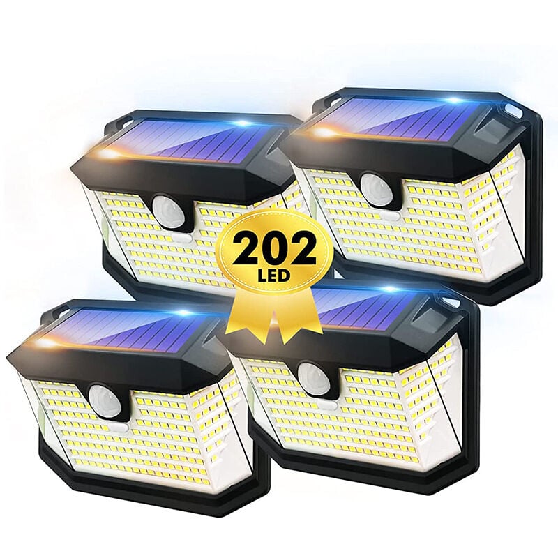 foto del prodotto luce solare a led, illuminazione da giardino, illuminazione da parete solare esterna impermeabile a induzione umana 4 pezzi