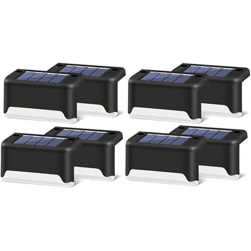 foto del prodotto luce solare a led per scale, alloggiamento nero, luce calda, confezione da 8 classe energetica a 