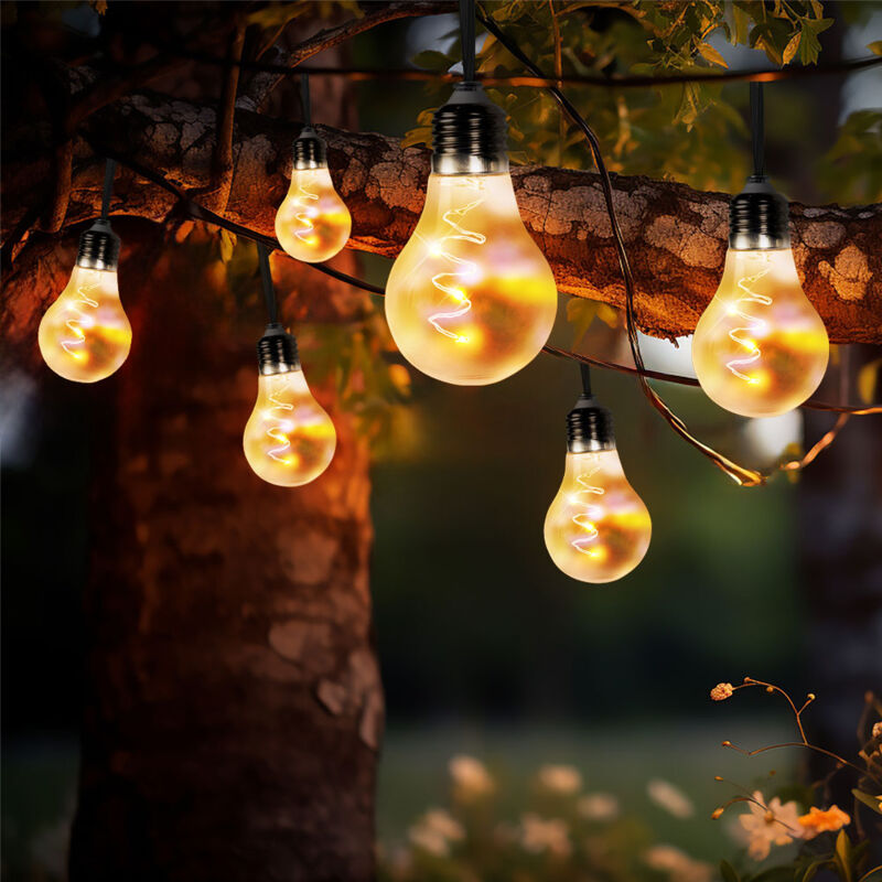 foto del prodotto luce solare a led stringa di lampadine a filamento lampada solare per esterni, picco a terra 2 modalit , 20x led bianco caldo, l 380 cm