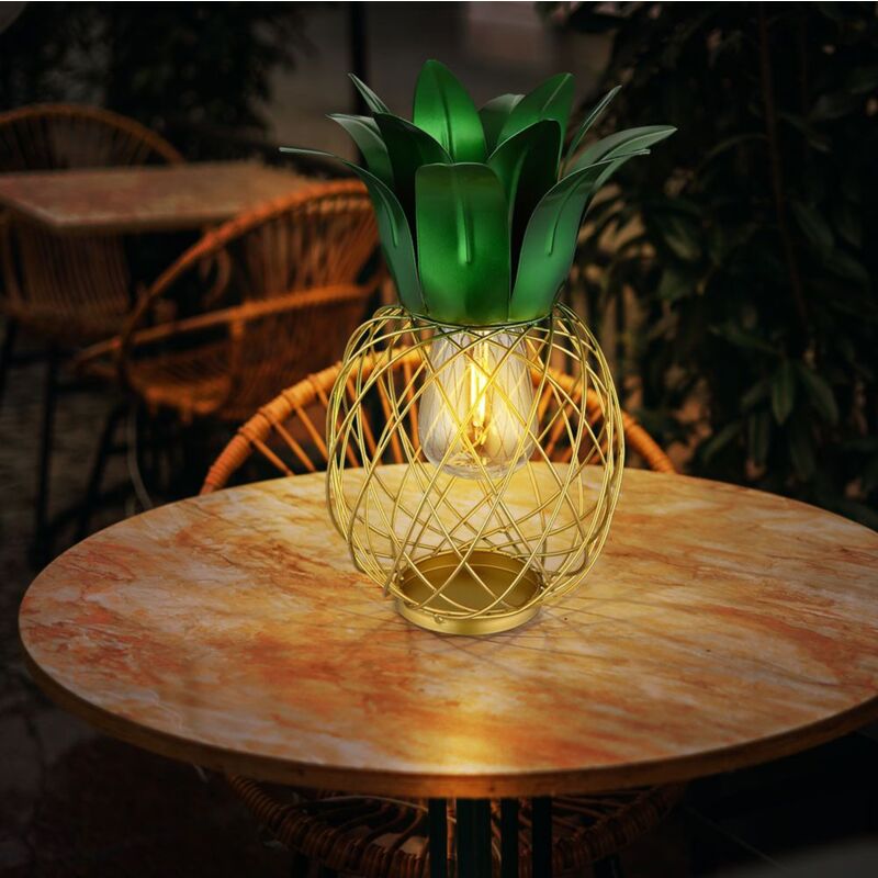 foto del prodotto luce solare ananas da giardino figura decorativa luce patio luce balcone, ip44, batteria ricaricabile, giallo verde, 1x led, dxh 20x28 cm