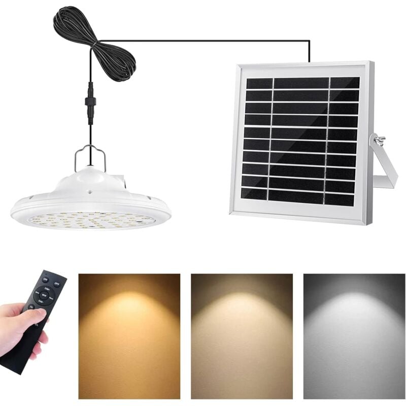 foto del prodotto luce solare bianca per interni ed esterni, 3 modalit di luce solare sospesa, pannello solare regolabile, 4 livelli di luminosit , luce solare