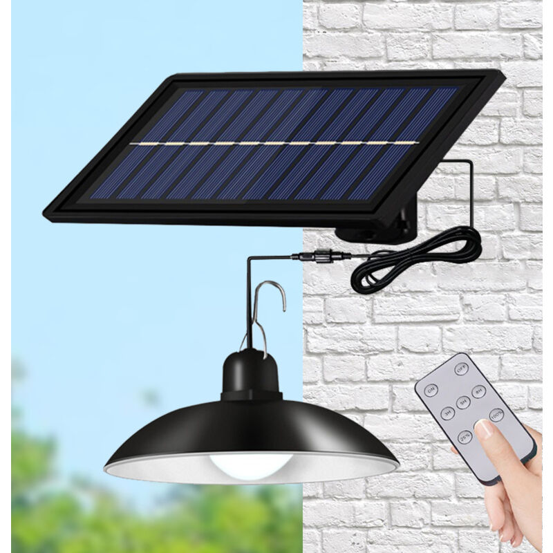 foto del prodotto luce solare con 30 luci led retr super luminose, 3 livelli di luminosit , telecomando, luce bianca, ip65