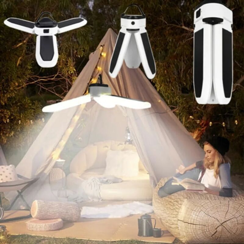 foto del prodotto luce solare da campeggio a led per esterni, lanterna ricaricabile tramite usb, luce per tenda alimentata a batteria, luce solare da campeggio,