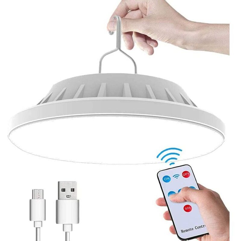 foto del prodotto luce solare da campeggio a led ricaricabile tramite usb con telecomando, 5 modalit di luce per tenda, lampada da campeggio impermeabile ipx7 con