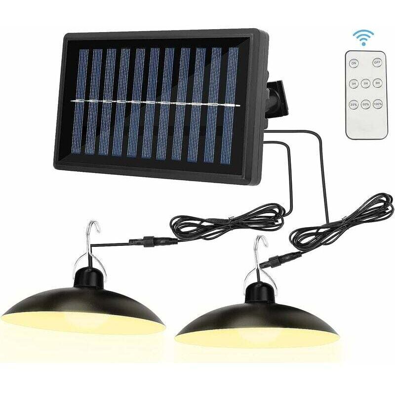 immagine 0 del prodotto luce solare da campeggio con telecomando, luce solare a doppia testa impermeabile ip65 con batteria da 4800 mah, 2 modalit luci solari durevoli con