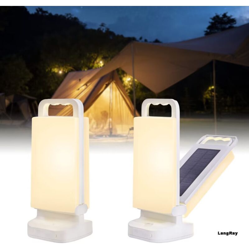 foto del prodotto luce solare da campeggio ricaricabile, lanterna da campeggio portatile con luminosit regolabile, power bank da 4400 mah, luce da campeggio a led