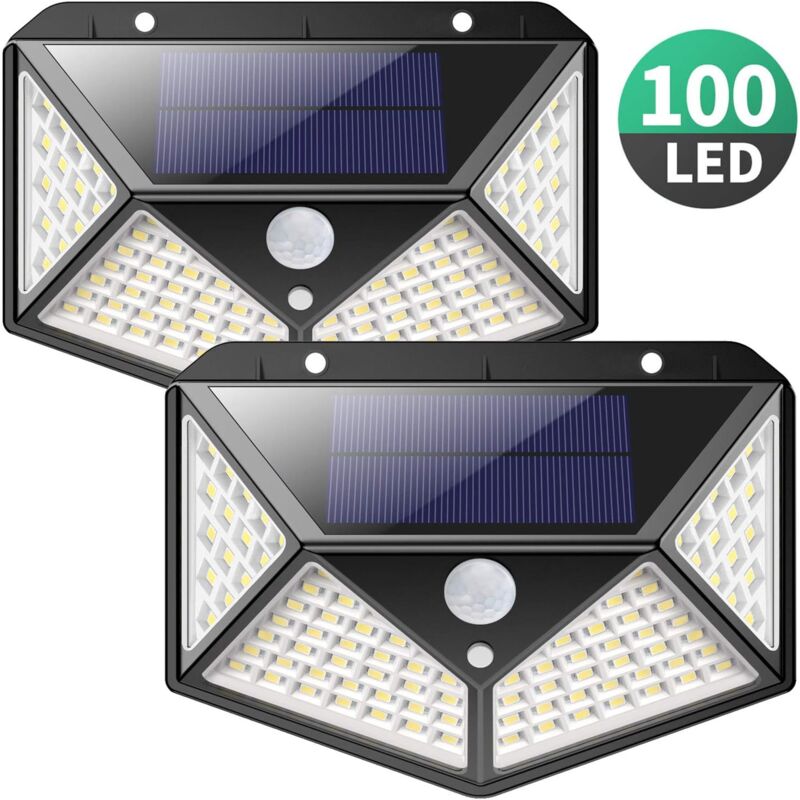 foto del prodotto luce solare da esterno 100 led 2200 ma, sensore di movimento, potente faretto solare wireless, luce solare con 3 modalità di illuminazione per