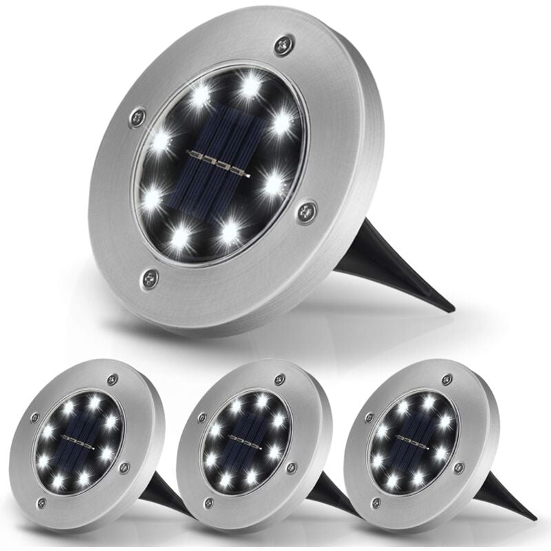 foto del prodotto luce solare da esterno 8 led luce solare da giardino 3000k bianco caldo impermeabile ip65, faretto led da incasso per esterno, per esterni, giardino,