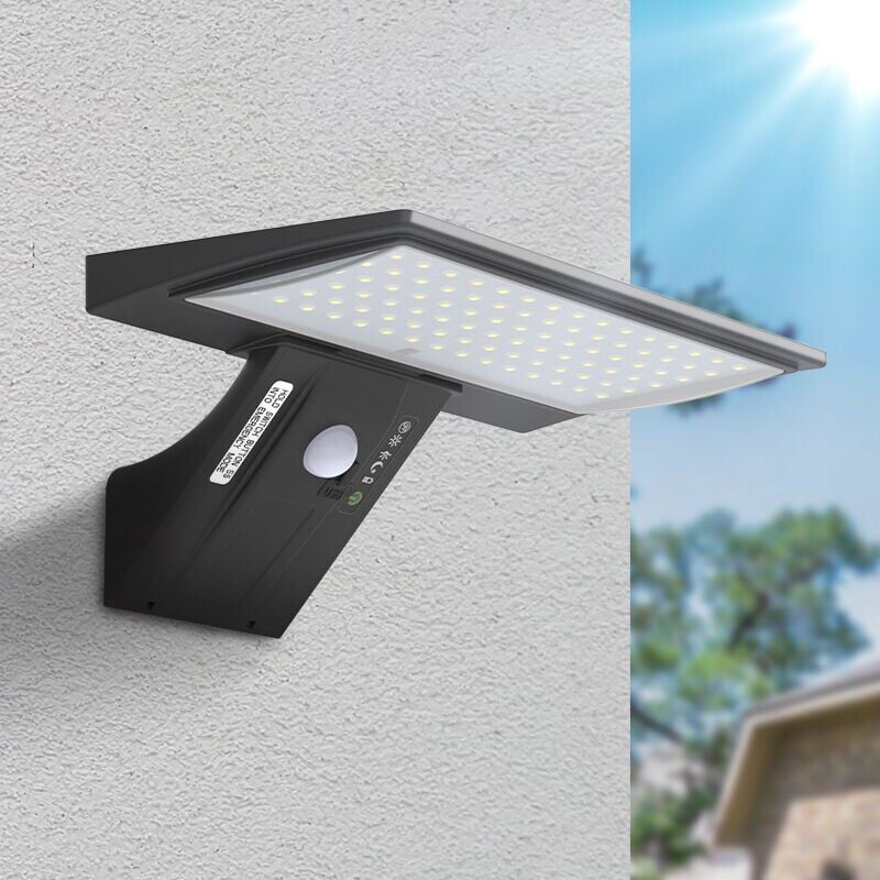 foto del prodotto luce solare da esterno, 90 led con sensore di movimento solare, luce di sicurezza impermeabile, 2600 mah, ricaricabile tramite usb, lampada da parete