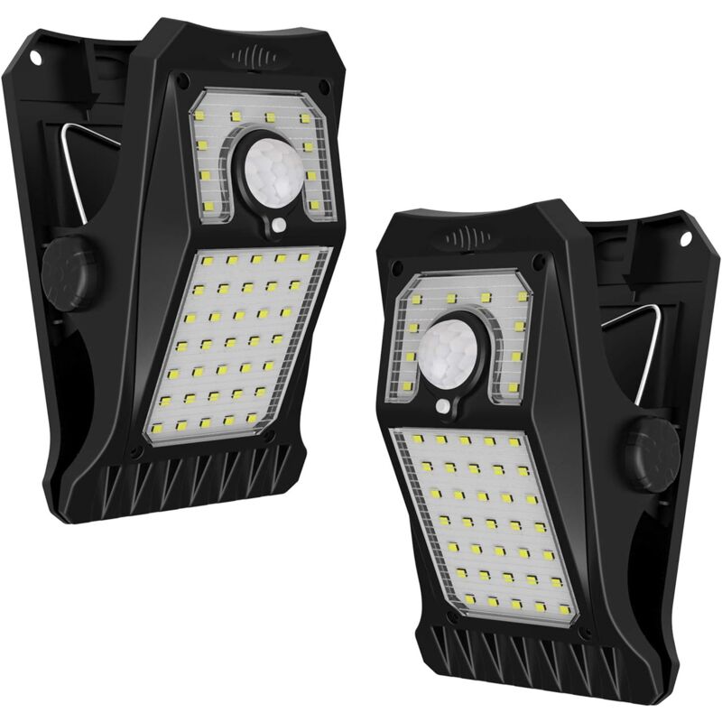 foto del prodotto luce solare da esterno a 45 led con sensore di movimento e morsetto, 3 modalit e 3 metodi di montaggio, illuminazione di sicurezza impermeabile ip65