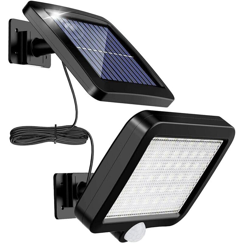 foto del prodotto luce solare da esterno con sensore di movimento, 56 led, ip65, impermeabile fino a 120 , con cavo da 5 m