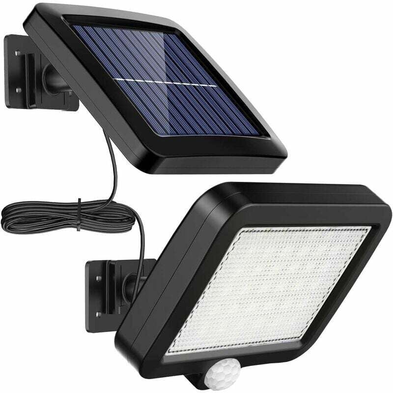 foto del prodotto luce solare da esterno con sensore di movimento, 56 led, luce solare da giardino impermeabile ip65 a 120 con cavo da 5 m classe energetica a 