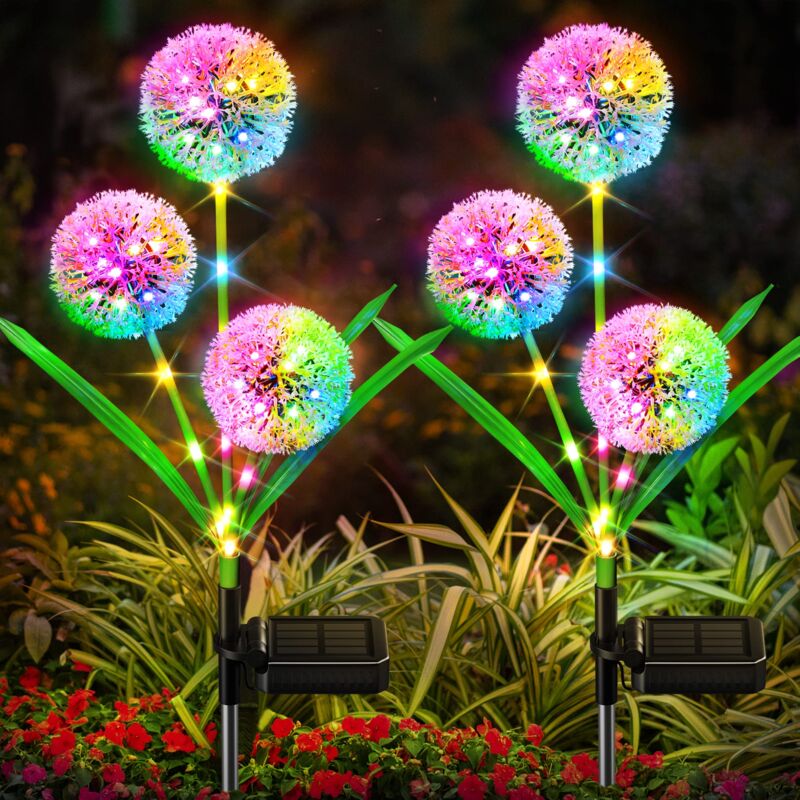 foto del prodotto luce solare da giardino per esterni, 2 pezzi luce solare da esterno con 6 fiori di tarassaco e 36 led colorati