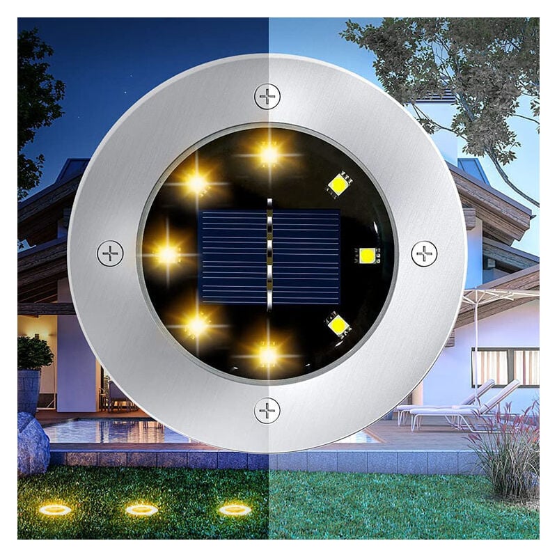 foto del prodotto luce solare da giardino per esterni 8 led faretto da terra decorazione da giardino ip65 impermeabile prato giardino 1 pz