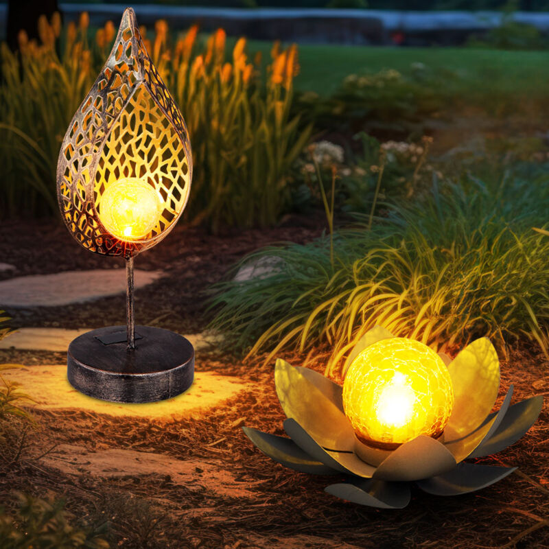 foto del prodotto luce solare decorazione giardino led luce esterna lampada da tavolo con effetto fuoco fiore di loto, design fiamma, led, set di 2