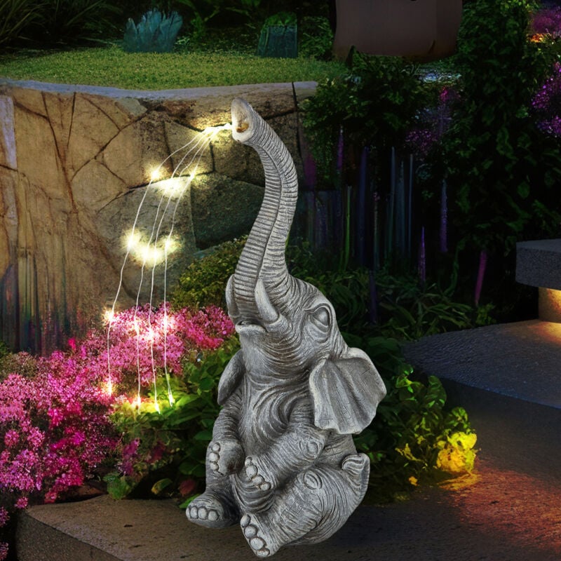 foto del prodotto luce solare elefante decorazione giardino figura animale lampada solare luce esterna elefante grigio, led bianco caldo, lxlxh 13,5x13x32,5 cm
