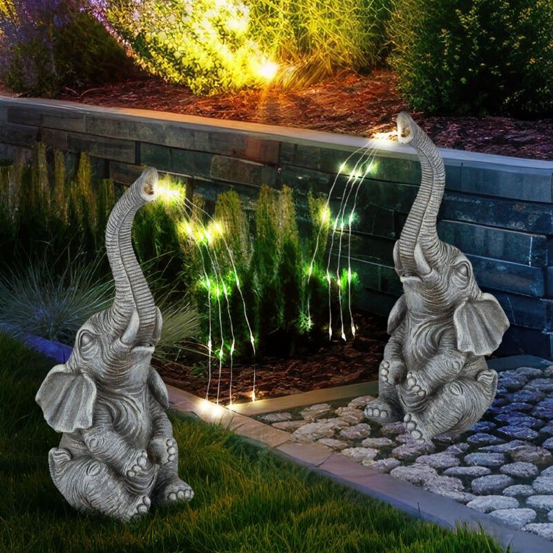 foto del prodotto luce solare elefante decorazione giardino figura animale lampada solare luce esterna elefante grigio, led bianco caldo, lxlxh 13,5x13x32,5 cm, set di