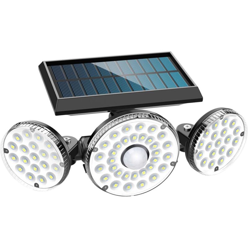 foto del prodotto luce solare esterna a 70 led con sensore di movimento ip65 impermeabile applique girevole a 360 per balconi da giardino