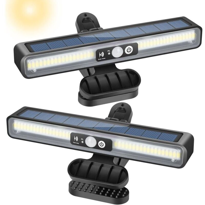 foto del prodotto luce solare esterna con sensore di movimento a clip, 36 led, 2 modalit , luce solare da parete per recinzione, garage, giardino, confezione da 2