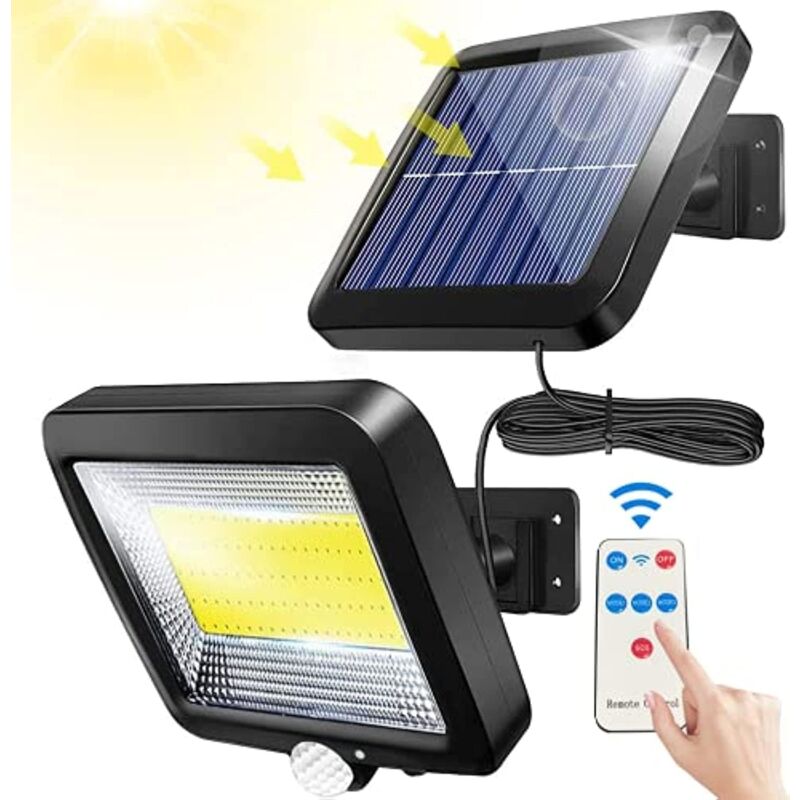 foto del prodotto luce solare esterna con sensore di movimento a infrarossi, luce solare esterna 100cob con sensore, 180lm impermeabile ip65
