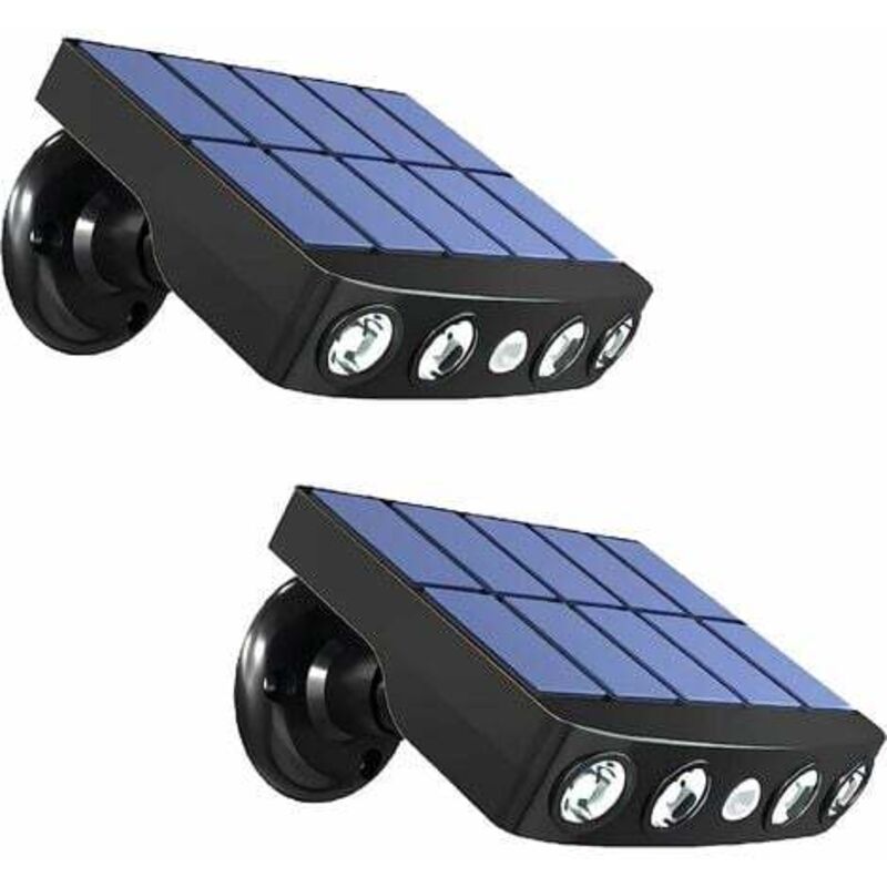 foto del prodotto luce solare esterna, illuminazione solare, sensore di movimento, impermeabile, luce solare esterna, 2 pezzi, nero