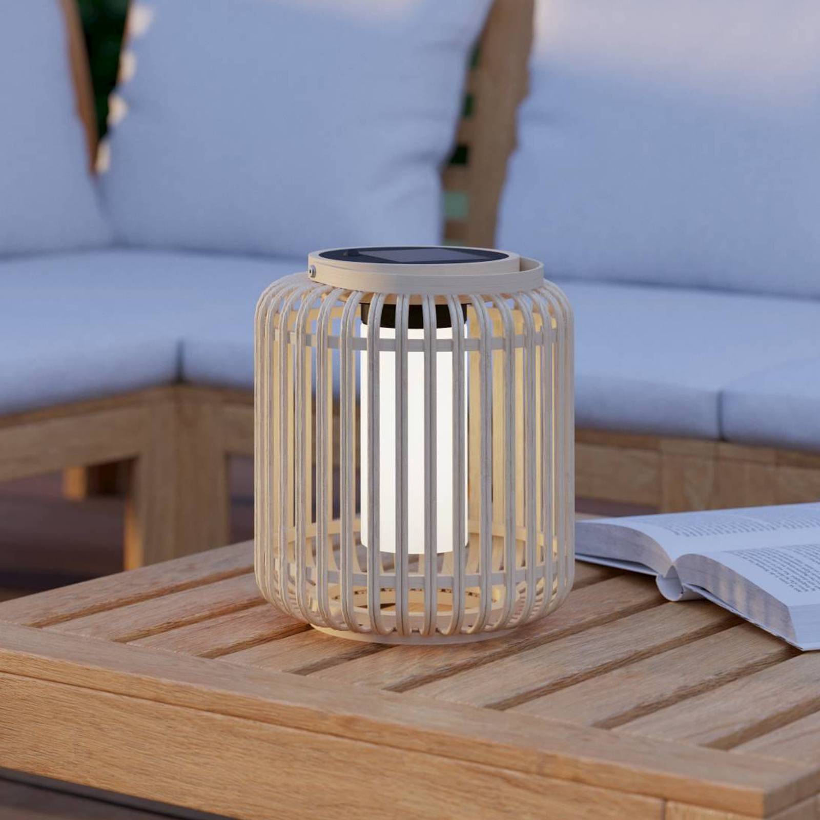 foto del prodotto luce solare esterno marliano legno marrone policarbonato bianco led