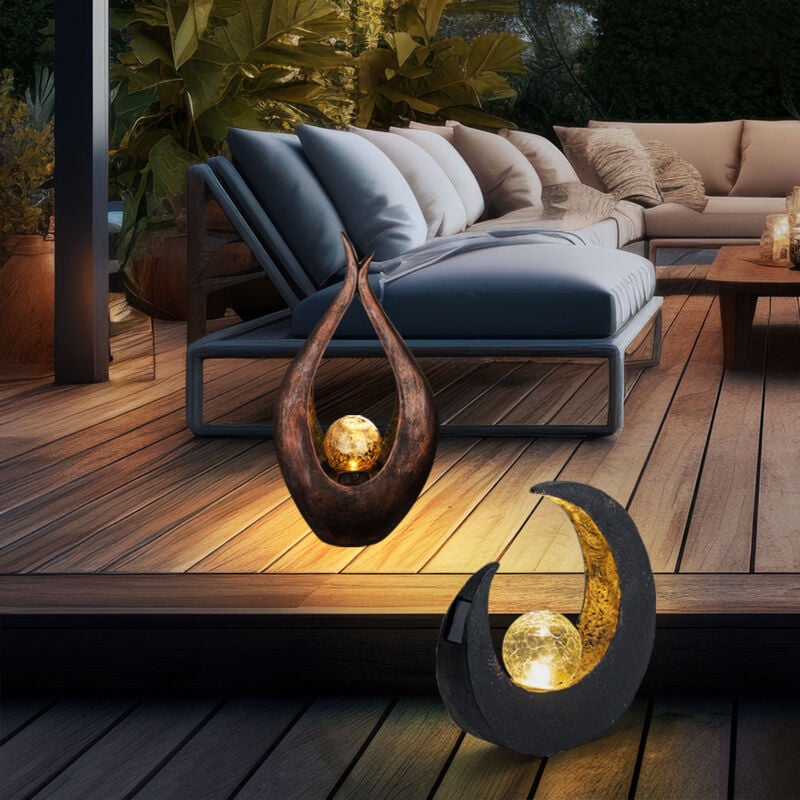 foto del prodotto luce solare falce di luna scultura luce solare per esterni decorazione da giardino lampada solare, sfera ottica in vetro rotto, lampadine a led, set
