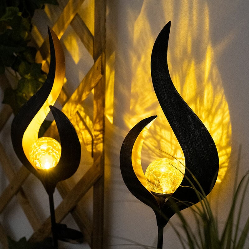 foto del prodotto luce solare illuminazione esterna decorazione lampade plug in giardino vetro bronzo, metallo, led, lxlxa 16,7x6x90 cm, set di 2