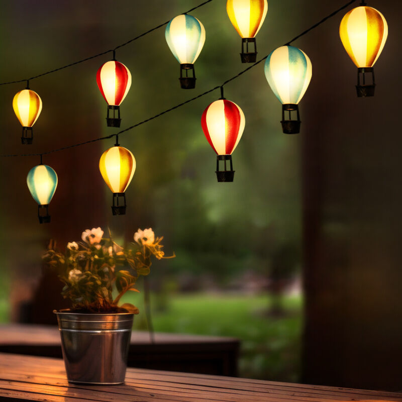 foto del prodotto luce solare led mongolfiere per esterno decorazione giardino resistente alle intemperie, plastica, 9x led bianco caldo, l 390 cm