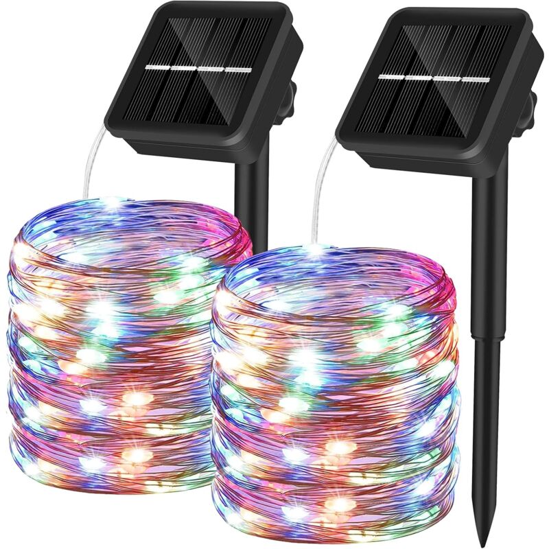 foto del prodotto luce solare per esterni 12 m 100 pezzi led luce solare da giardino filo di rame luci solari a stringa 8 modelli per feste, giardino, decorazione per