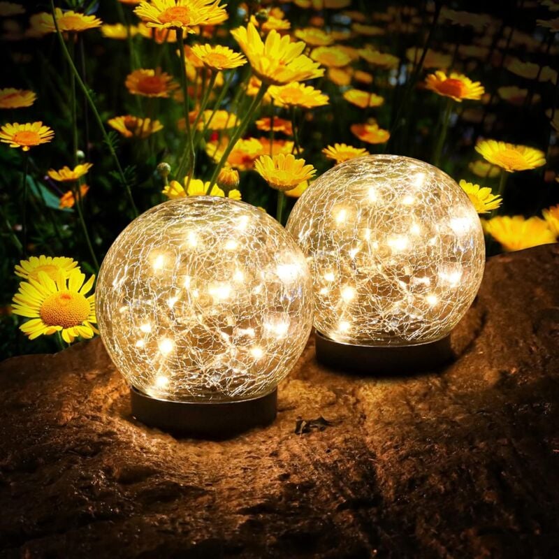 foto del prodotto luce solare per esterni, 2 pezzi di luce solare da giardino, luce solare per esterni impermeabile ip65 per paesaggio, marciapiede, prato, scale,