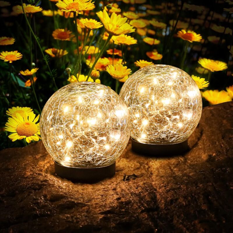 foto del prodotto luce solare per esterni, 2 pezzi di luce solare da giardino, luce solare per esterni impermeabile ip65 per paesaggio, marciapiede, prato, scale,