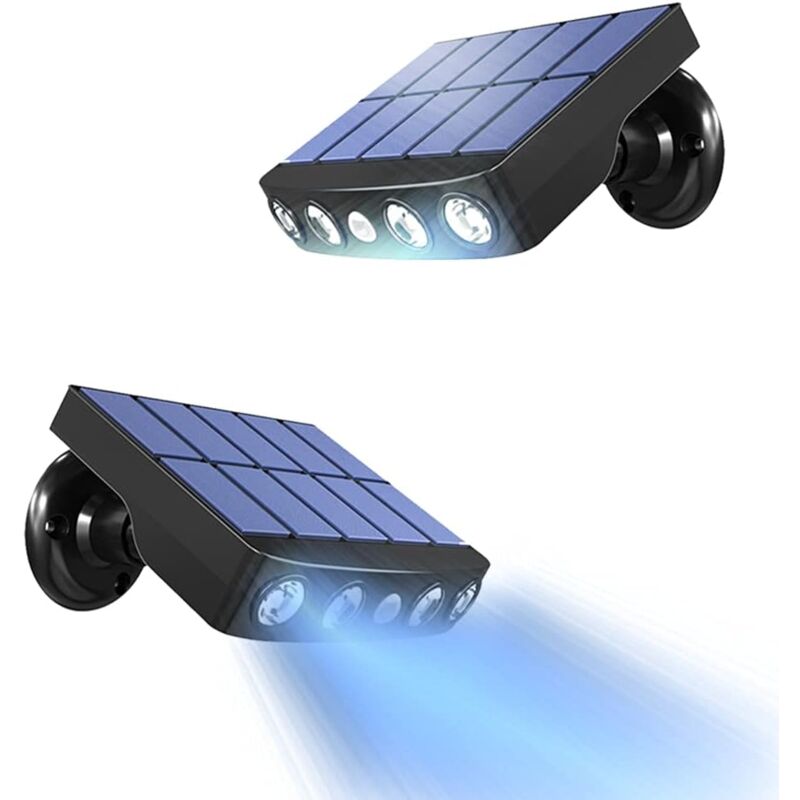 foto del prodotto luce solare per esterni, 2 pezzi luce solare per esterni con sensore di movimento, faretto solare per esterni a 360 1200 mah luce solare per
