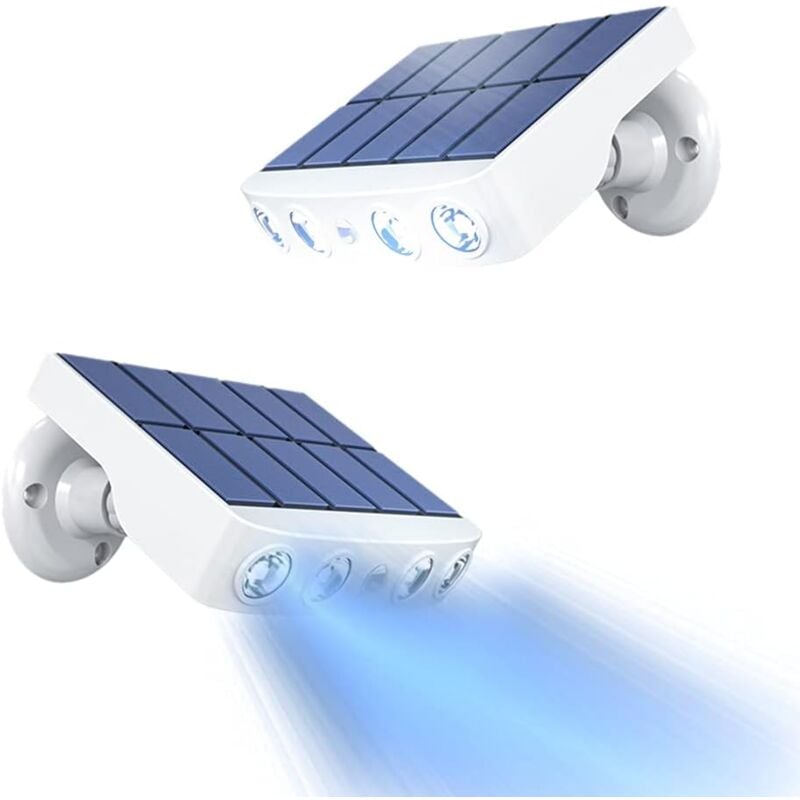foto del prodotto luce solare per esterni, 2 pezzi luce solare per esterni con sensore di movimento, faretto solare per esterni a 360 1200 mah luce solare per
