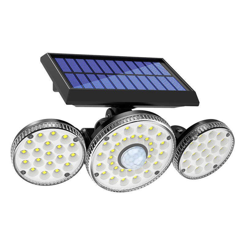 foto del prodotto luce solare per esterni, 70 led impermeabile ip65 con sensore di movimento, luce da parete girevole a 360 