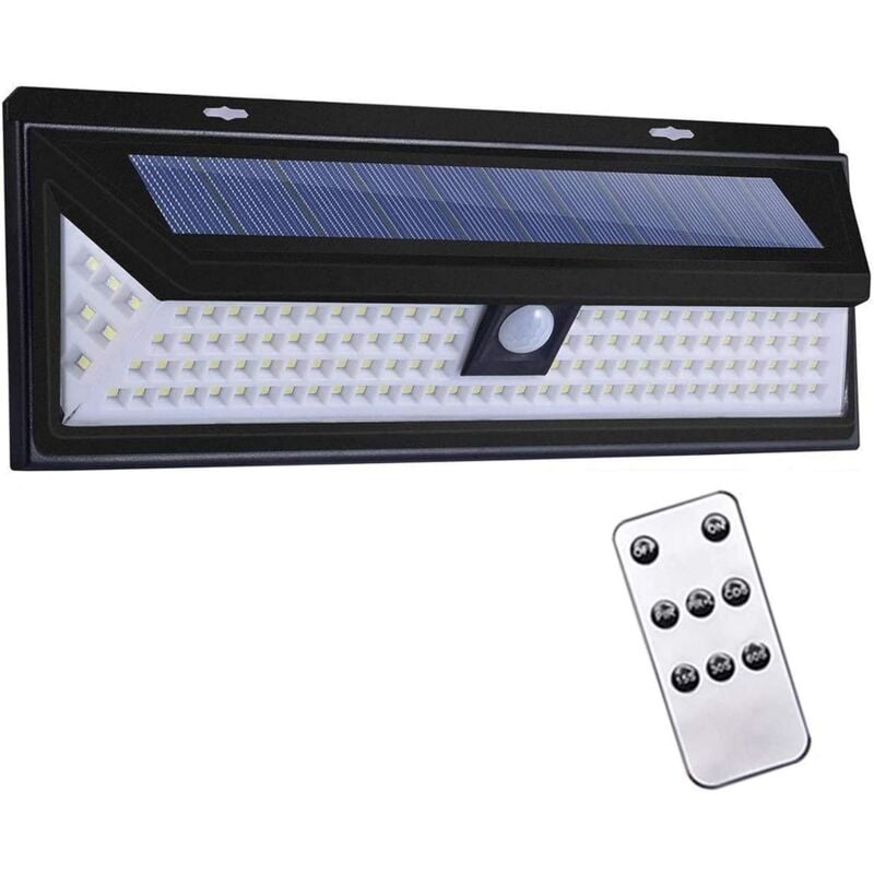 foto del prodotto luce solare per esterni, 80 led con 2 teste, luce di sicurezza solare per esterni con sensore di movimento, luce di sicurezza solare per esterni per