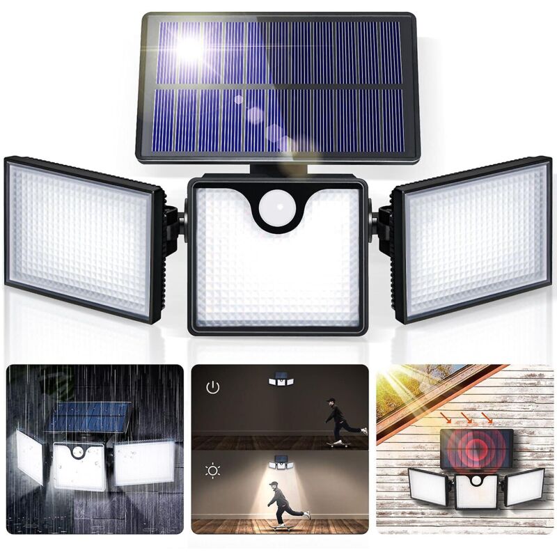 foto del prodotto luce solare per esterni, luce solare di sicurezza, lampada da parete impermeabile ip65, regolabile a 360 gradi.