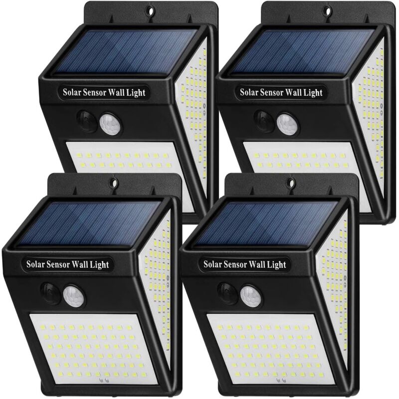 foto del prodotto luce solare per esterni, sensore di movimento, 3 modalit 4 confezioni da 144 led impermeabile wireless