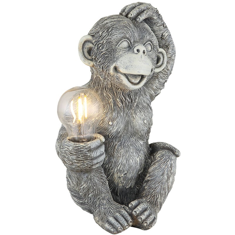 foto del prodotto luce solare scimmia decorazione giardino figura animale lampada solare luce esterna scimmia grigia, led bianco caldo, lxlxh 20x15,5x27,5 cm