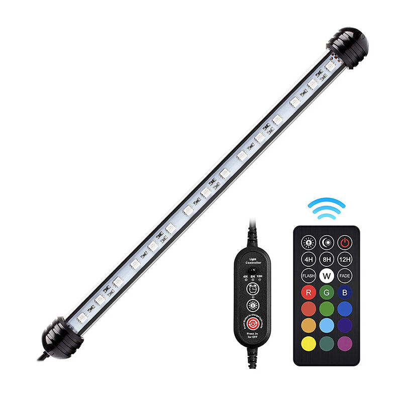 foto del prodotto luce subacquea a led per acquario, luce per acquario con telecomando, colore a spettro completo fai da te opzionale e dimmerazione intelligente rgb