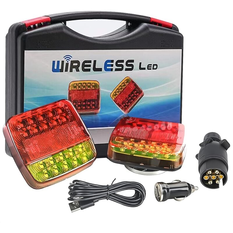 foto del prodotto luce targa per rimorchio wireless, kit luce posteriore magnetica per rimorchio, luce led wi fi, luci posteriori per rimorchio a led ricaricabili,