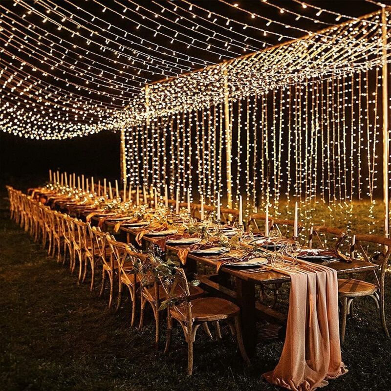 foto del prodotto luci a corda per esterni, 6mx3m 600 luci a led per tende, 8 modalit luci a corda elettriche impermeabili per natale, luci a corda per finestre