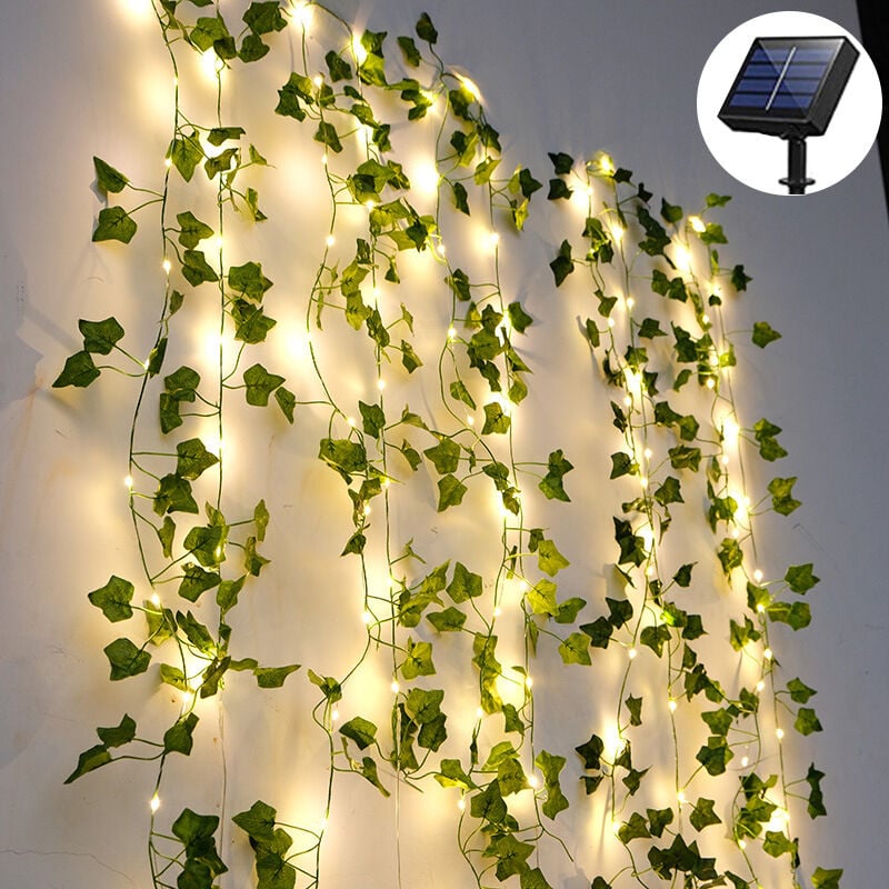 foto del prodotto luci a corda per esterni luci a corda solari, luci a corda di edera artificiale, 1 confezione di luci per piante sospese con 50 luci solari a led