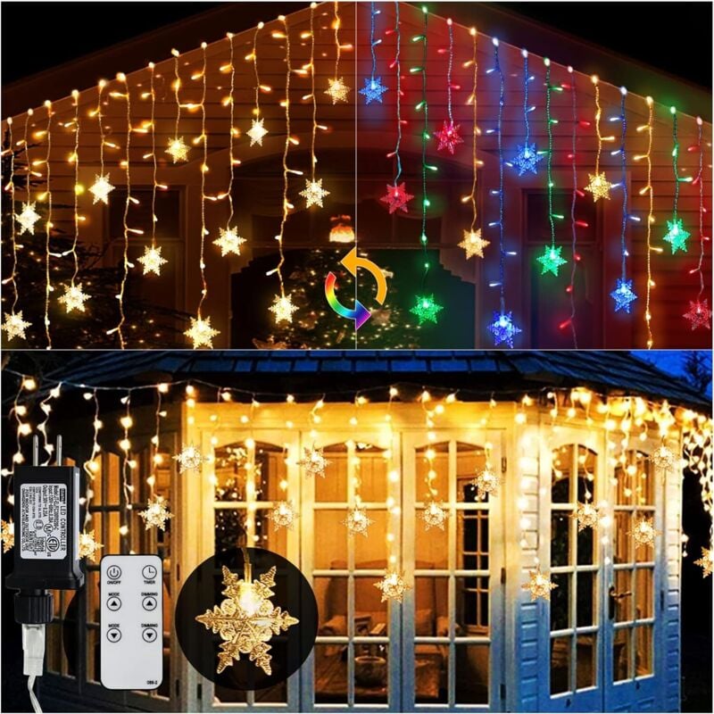 foto del prodotto luci a corda per esterni, luci a led colorate a forma di fiocco di neve, luci di natale, 9m 360 led, ip44 impermeabile, lunghe luci a led a forma di