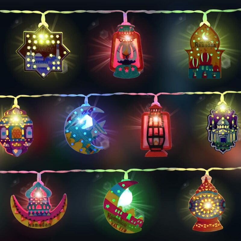 foto del prodotto luci a corda ramadan, 3m 20 led usb a forma di stella e luna luci ramadan decorazione luci a corda led musulmane colorate per eid mubarak decorazione