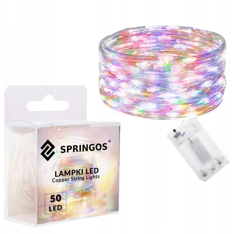 foto del prodotto luci a filo 50 led 5m a batteria luci di natale filo multi