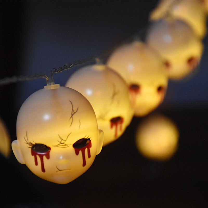 foto del prodotto luci a forma di fantasma per feste di halloween, decorazioni per esterni, oggetti di scena usb, tipo 3 metri, 20 luci