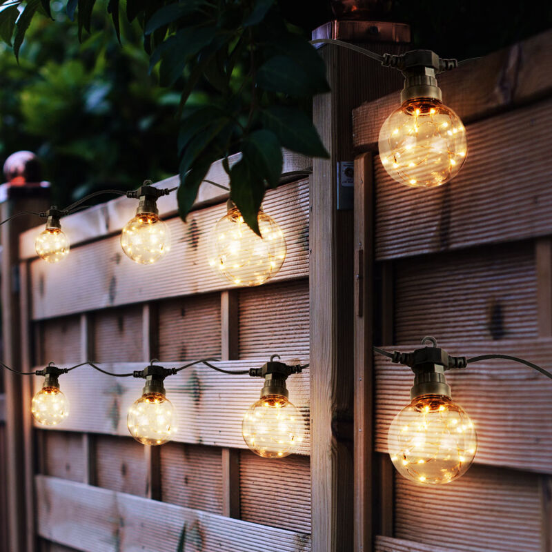 foto del prodotto luci a led a catena, lampadina, aspetto, decorazione per patio, luce da giardino, lampada da balcone, palline trasparenti