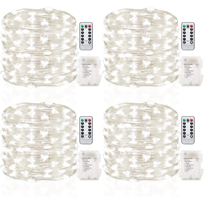 foto del prodotto luci a led da 50 piedi x 16 piedi, a batteria, con timer e telecomando, luci fatate in filo di rame impermeabili per camera da letto, interni ed