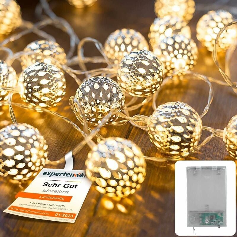 foto del prodotto luci a led in stile marocchino lunghezza totale 3 metri 30 batterie 3aa bianco caldo led luci a led in stile marocchino orientale pallina